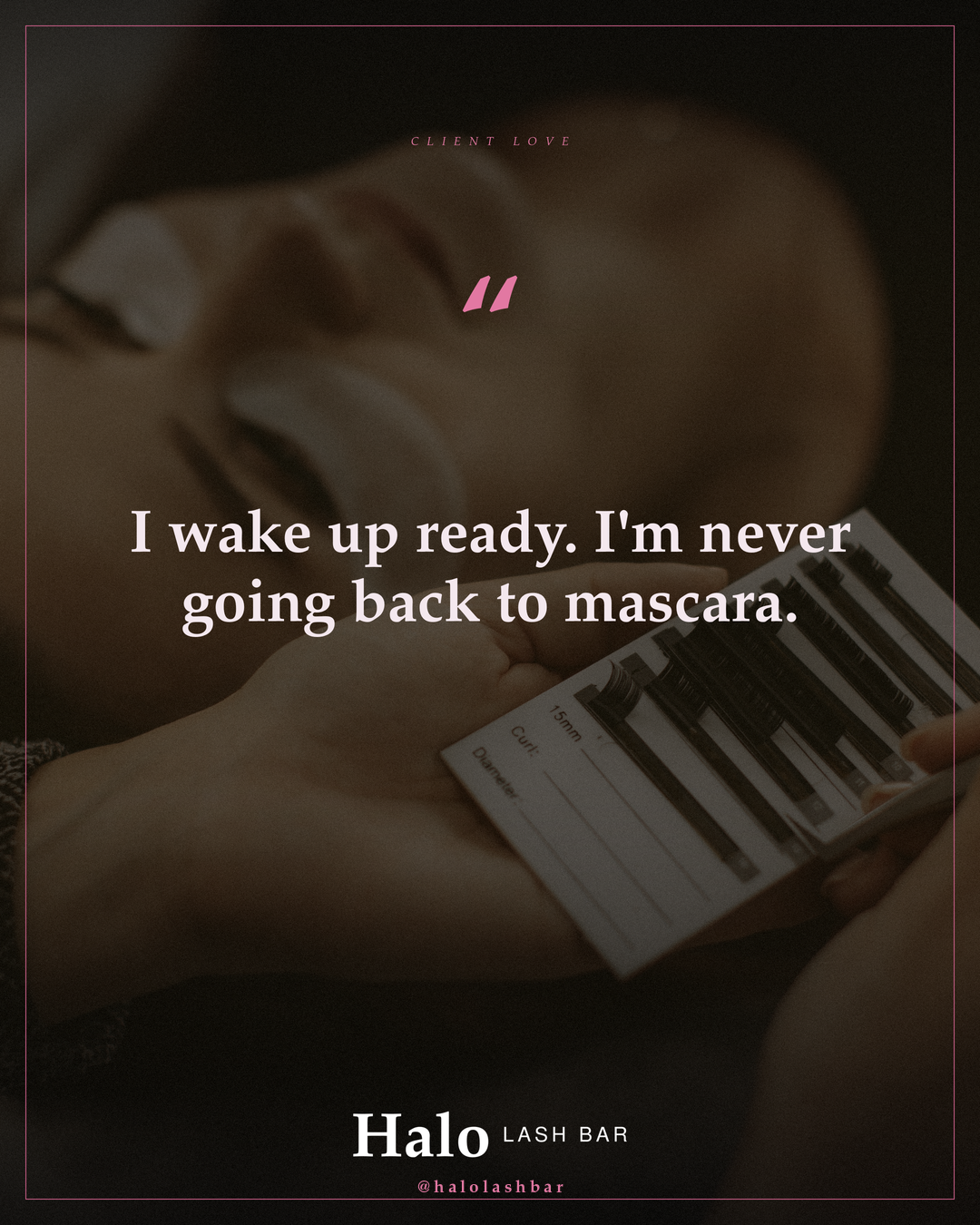 Review branded post example for Halo Lash Bar