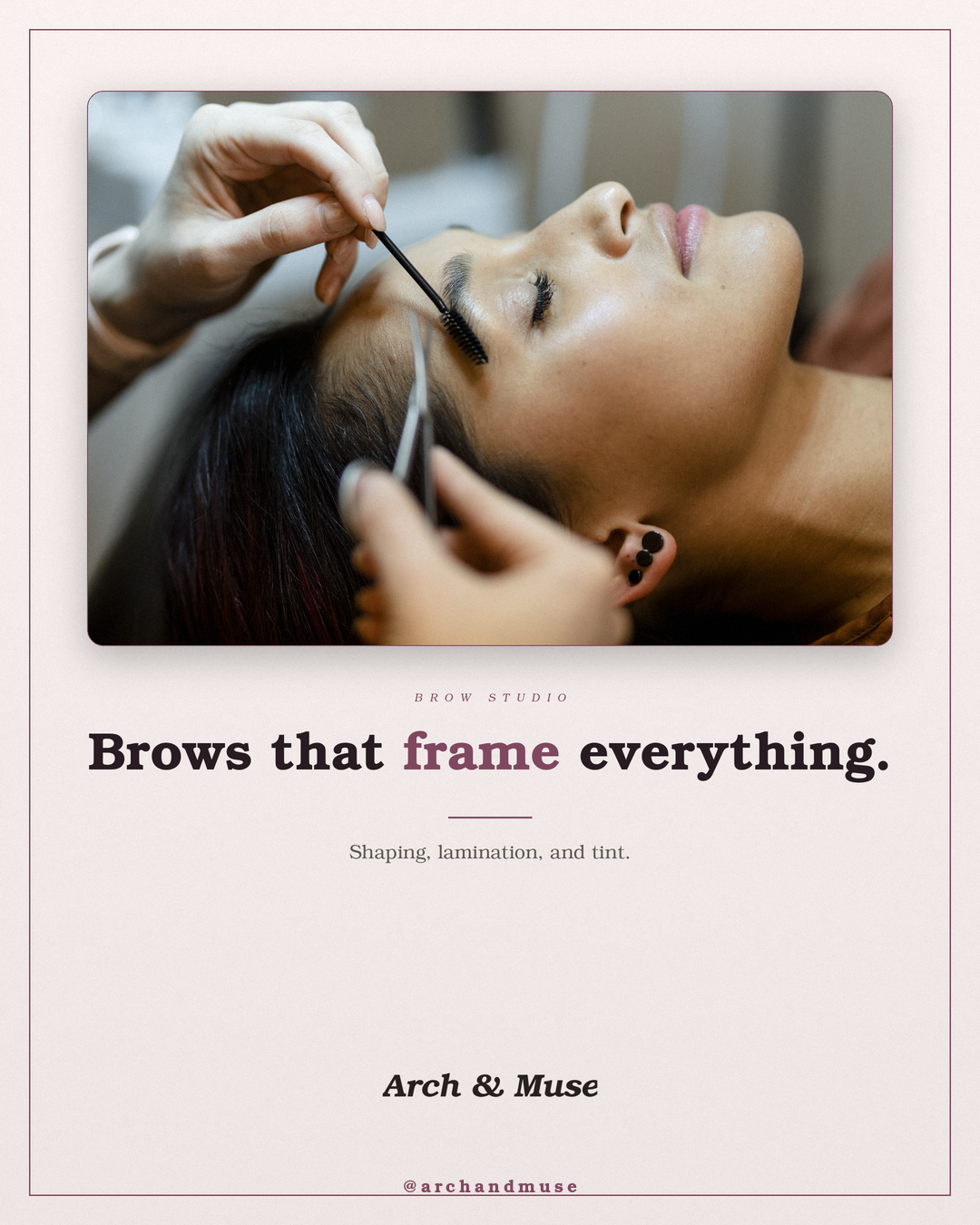 Services branded post example for Arch & Muse Brow Studio