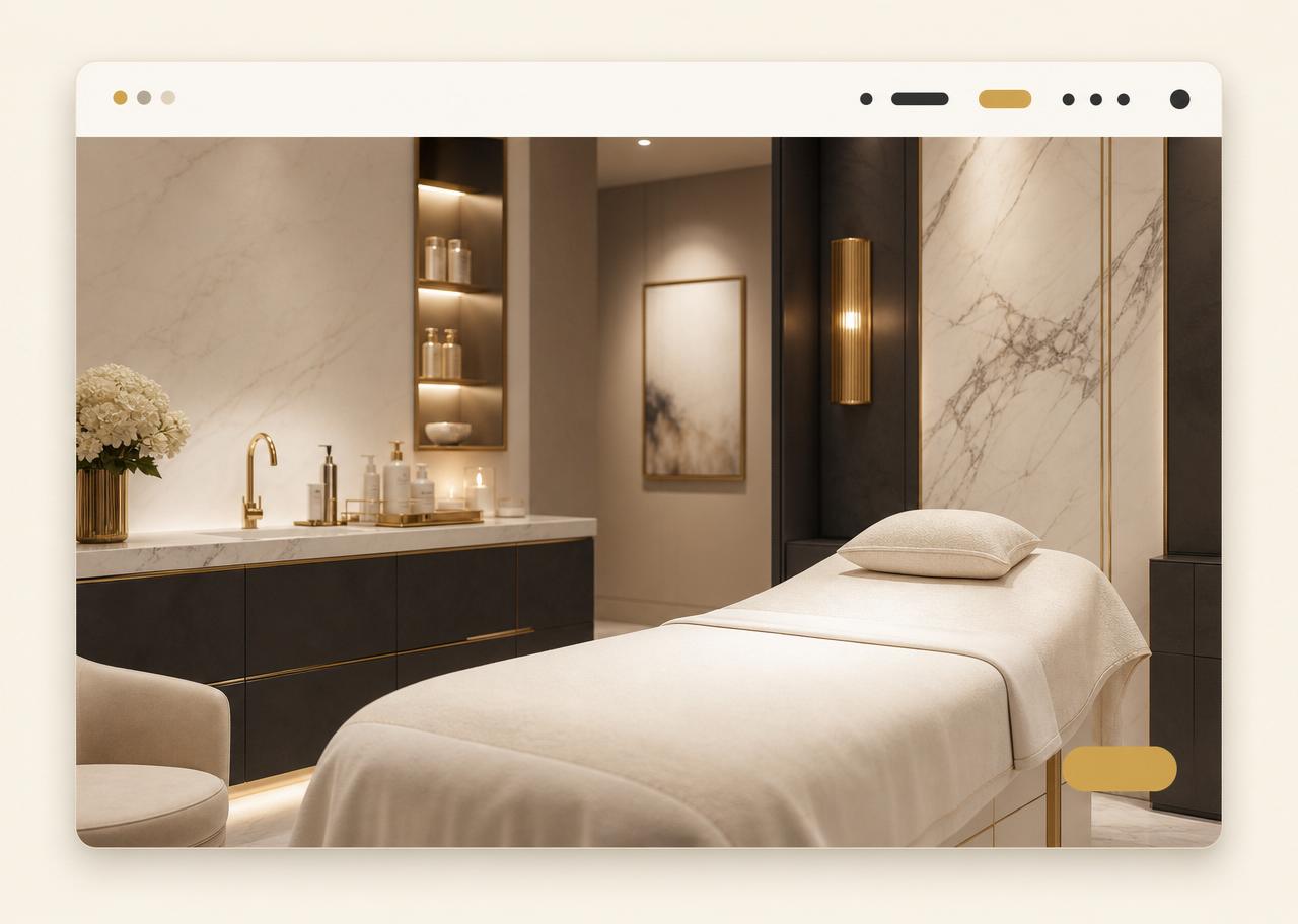 Luxury med spa website mockup in a browser frame